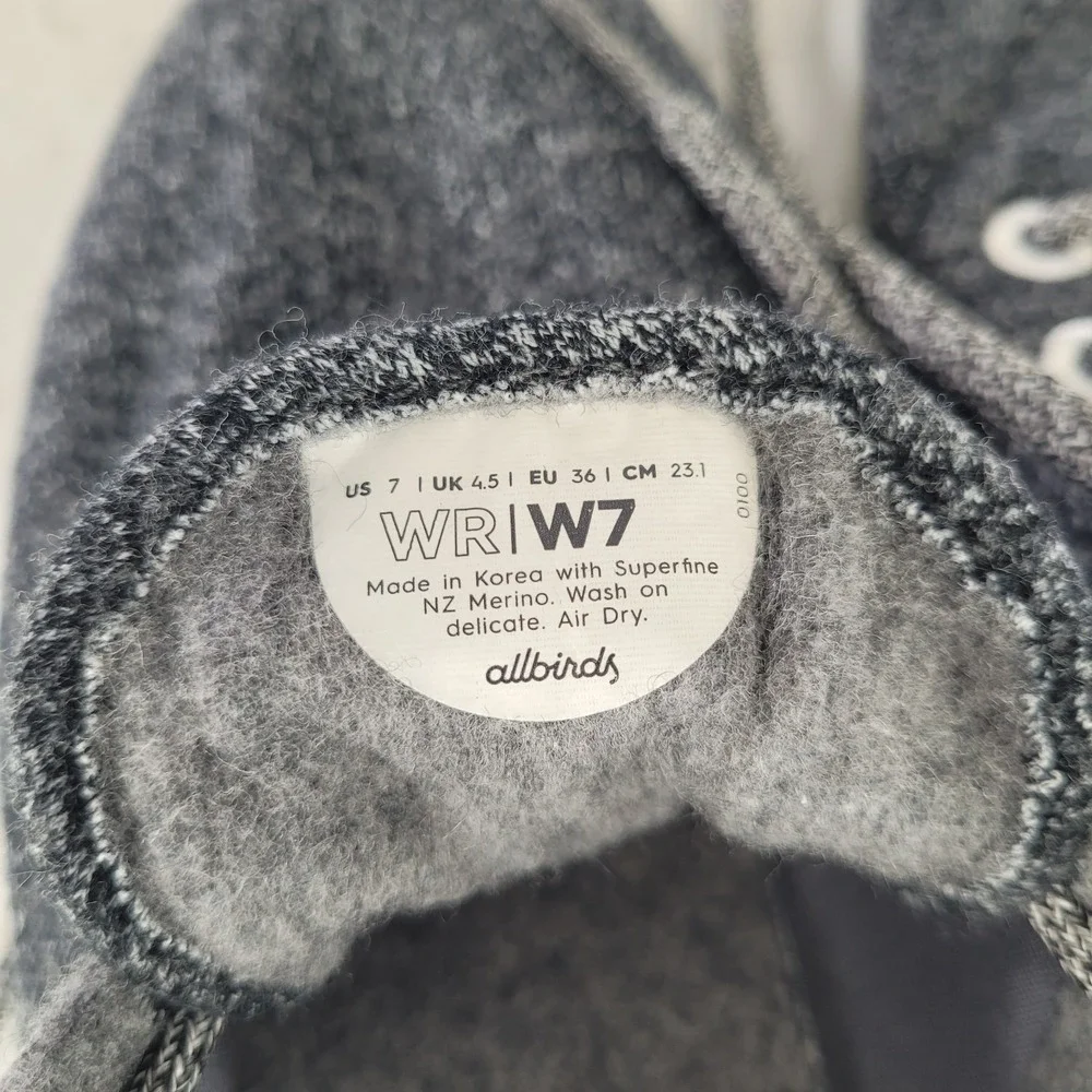 Allbirds Wool‎ Runners WR Gray Lace Up Athletic Shoes Sneakers Womens Size 7 M